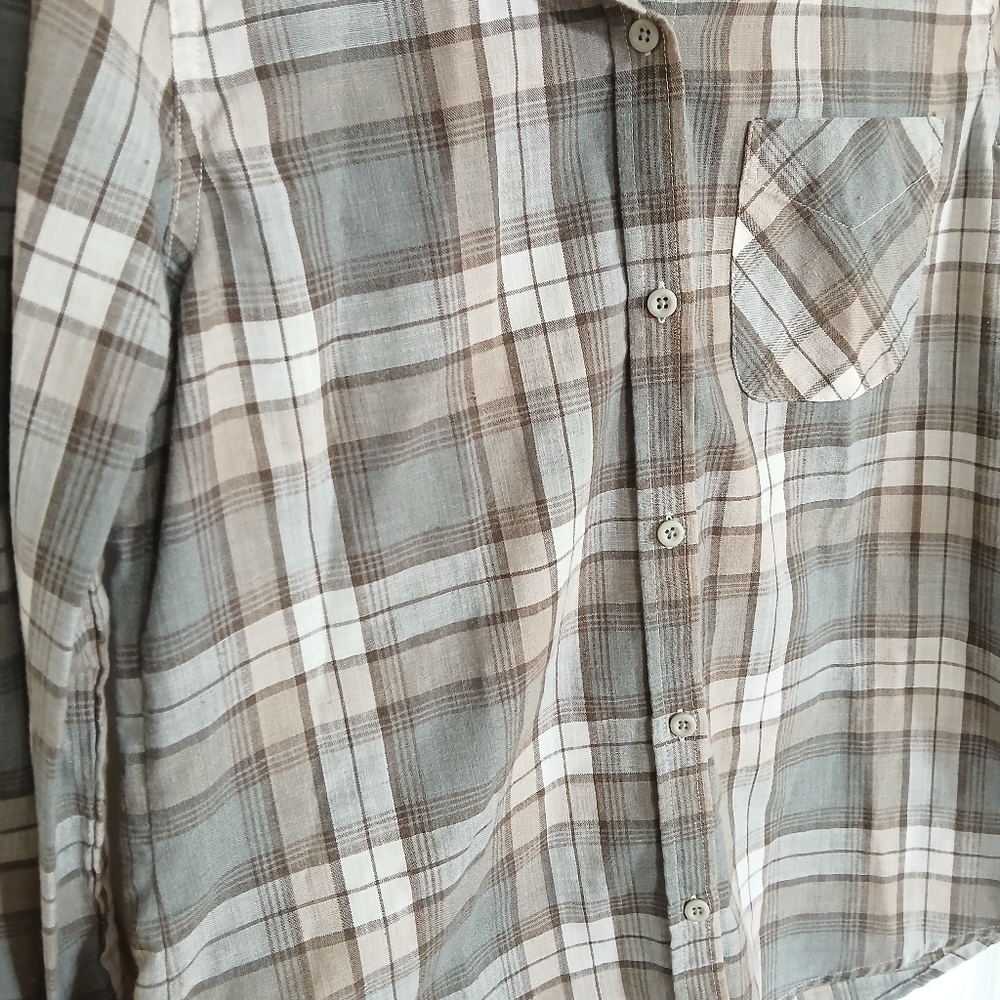 Current/Elliott Plaid Long Sleeve Size 2 Boho Western Casual Lightweight - Picture 4 of 6